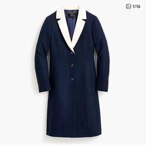 J. Crew Topcoat with contrast lapel in double-serge wool Color: NAVY Size: 4